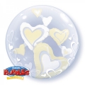 Folienballon 3-D Bubble Herzen weiß