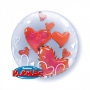 Folienballon 3-D Bubble Herzen Rot