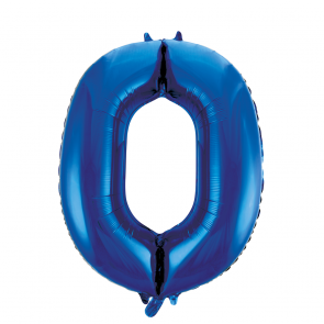 Zahlenballon 0 Blau 86 cm hoch