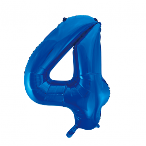 Zahlenballon 4 Blau 86 cm hoch