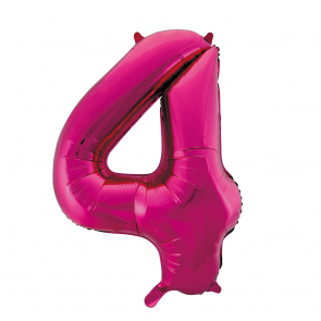 Zahlenballon 4 Pink 86 cm hoch