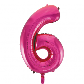 Zahlenballon 6 Pink 86 cm hoch