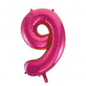 Zahlenballon 9 Pink 86 cm hoch