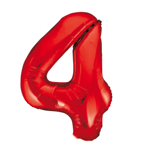 Zahlenballon 4 Rot 86 cm hoch
