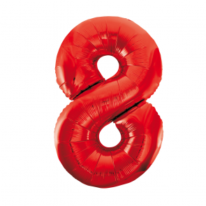 Zahlenballon 8 Rot 86 cm hoch
