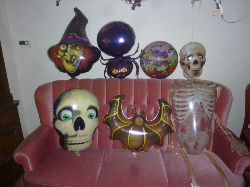 Folienlballons Halloween diverse Skelett, Hexe, Fledermaus, Spinne