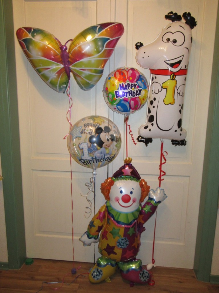 Ballongruppe zum ersten Geburtstag Schmetterling Zahl Mickey Maus Happy Birthday